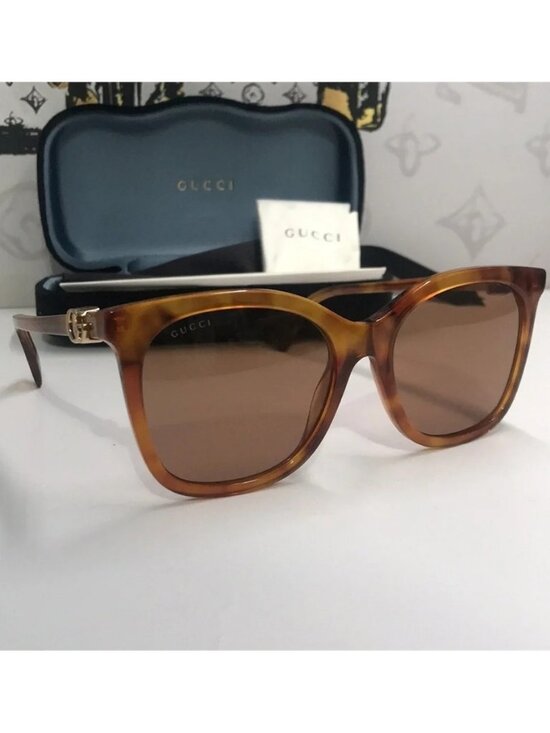 New Authentic Gucci GG1071S 003 Havana Cat-Eye Sunglasses Brown Lenses main image 6